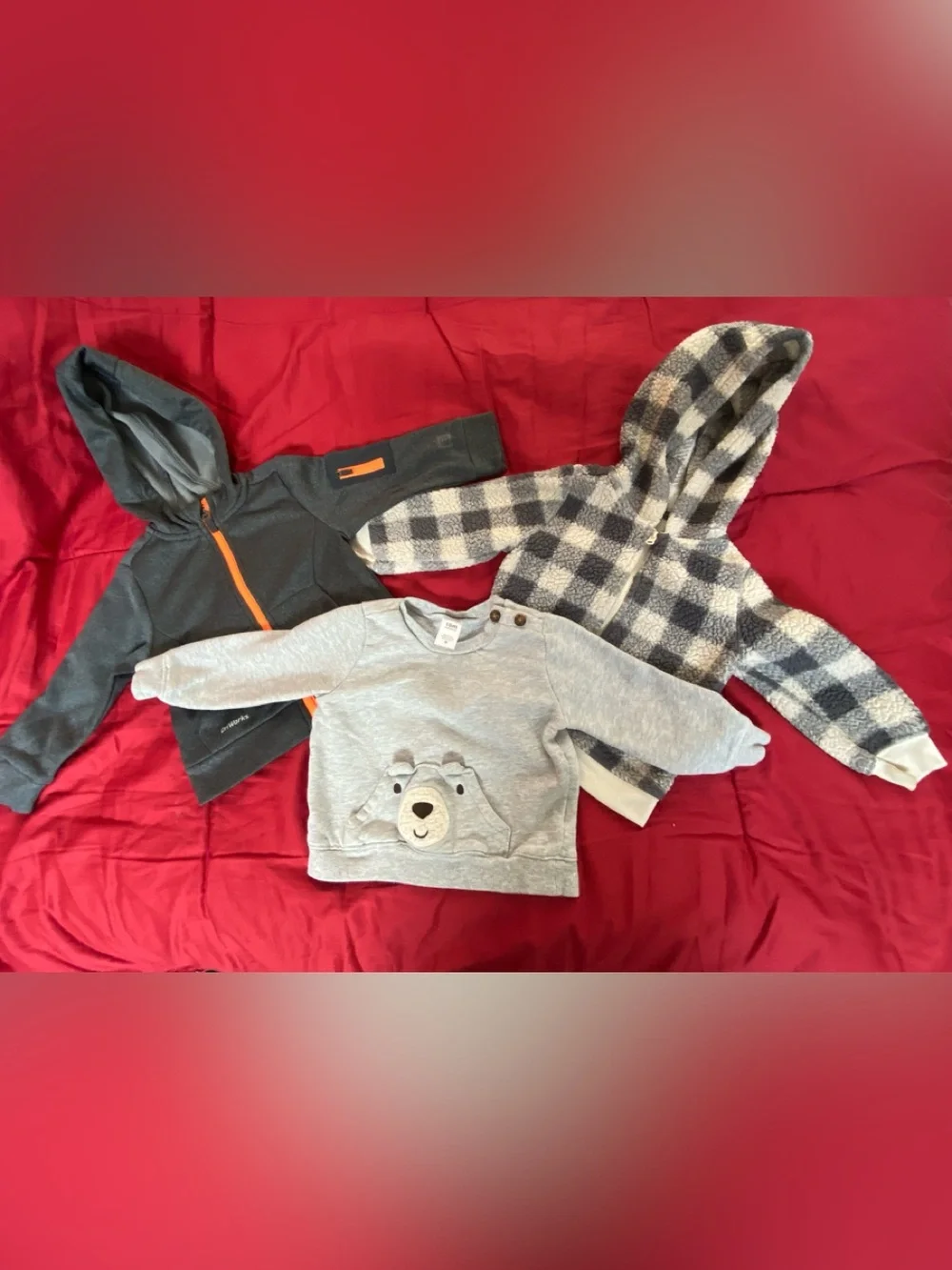 Carter's Hoodie, Gray Bear Appliqué Sweatshirt and Layer 8 Pull Over Hoodie S18M